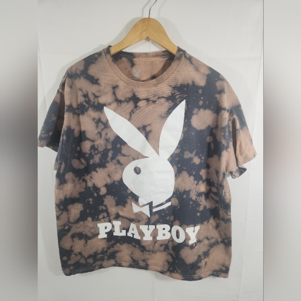 Playboy T Shirt Size XL Dark Tie Dye Big Bunny Graphic